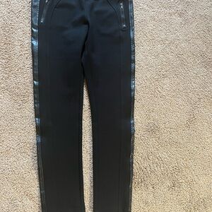 Women’s Gracia Black Dress Pants with Sleek Leather-Like Panels